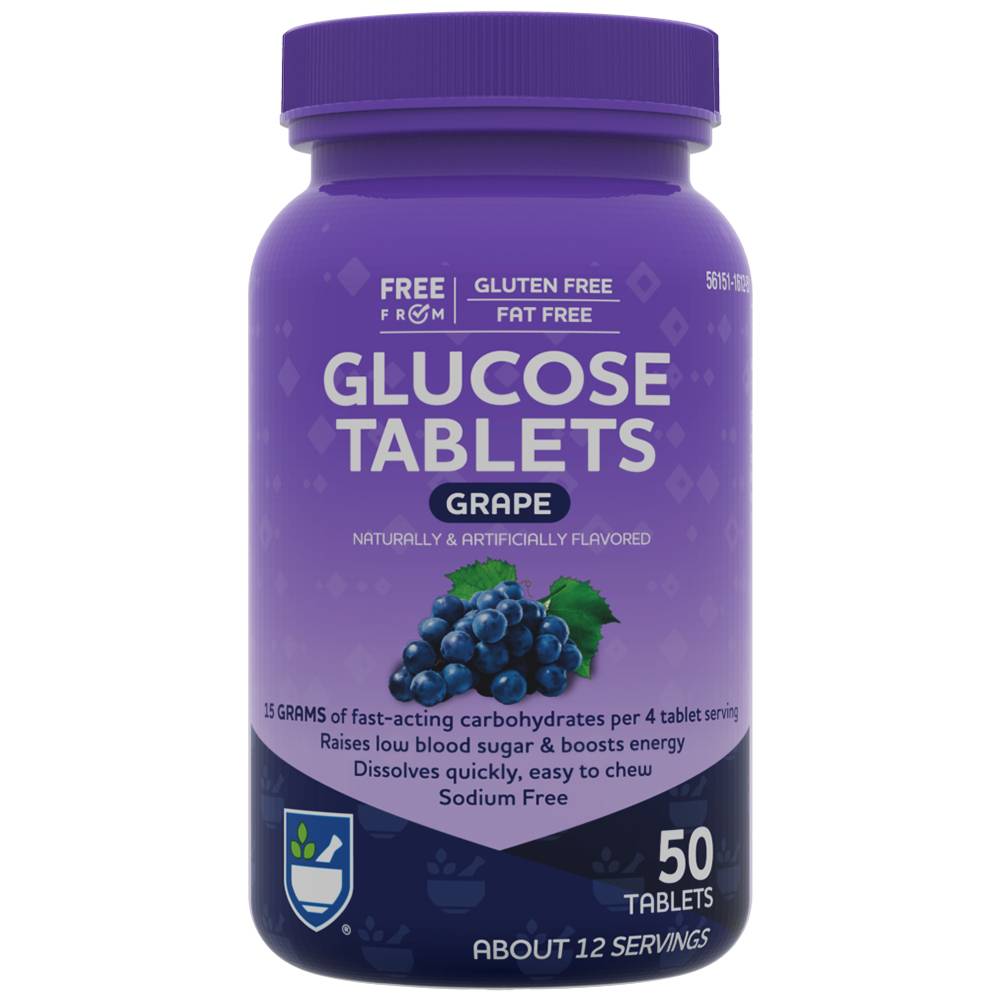 Rite Aid Glucose Tablets, Grape (50 ct)