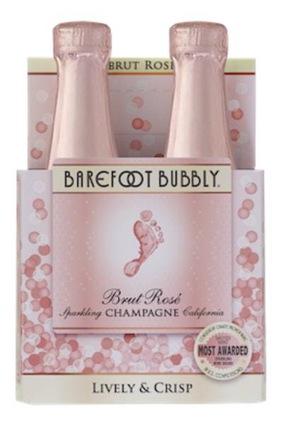 Barefoot Bubbly California Brut Rose Champagne (4 ct, 187 ml)