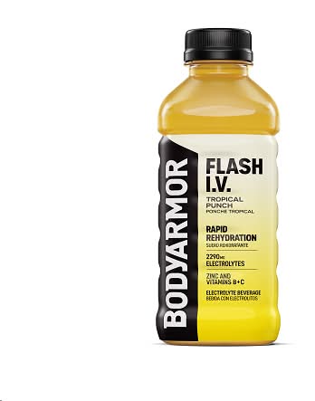 BODYARMOR Flash I.v. Electrolyte Hydration Sports Drink, Tropical Punch (20 fl oz)
