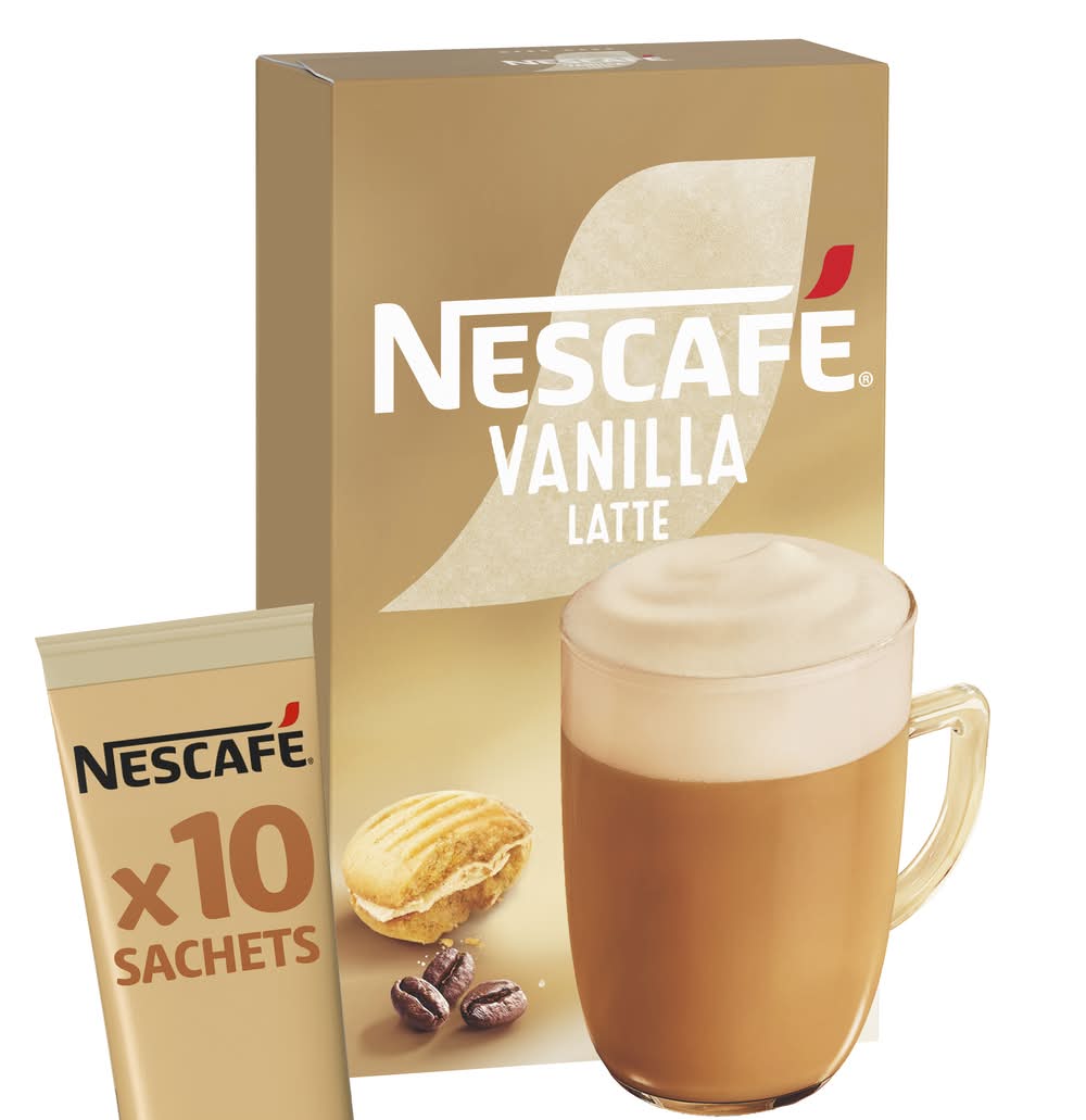 Nescafé Creamy & Frothy Coffee Sachets, Vanilla Latte (185g, 10 pack)