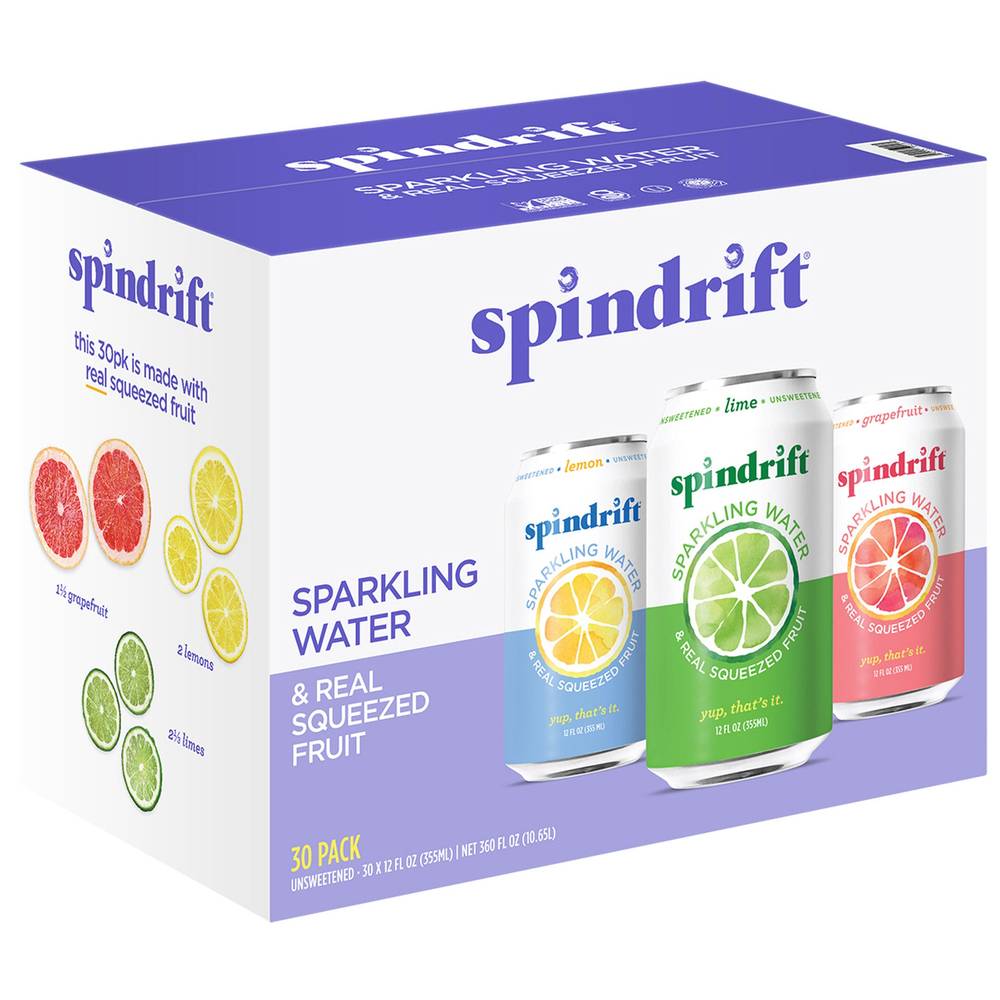 Spindrift Sparkling Water, Lime-Lemon-Grapefruit (30 x 12 fl oz)