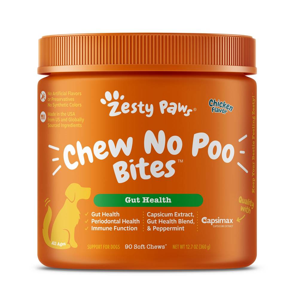 Zesty Paws Chew No Poo Bites For Dogs (orange/chicken)