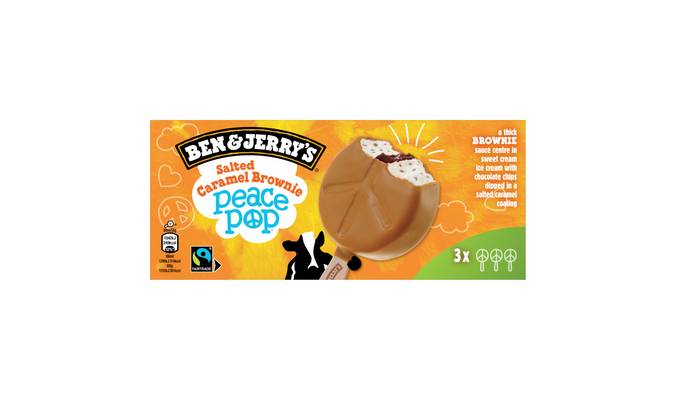Ben & Jerry's Salted Caramel Brownie Peace Pop Ice Cream Stick 3 x 80 ML