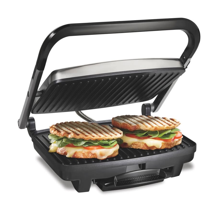 Hamilton Beach Beach Panini Press Nonstick Indoor Grill 1500w Metal, Silver