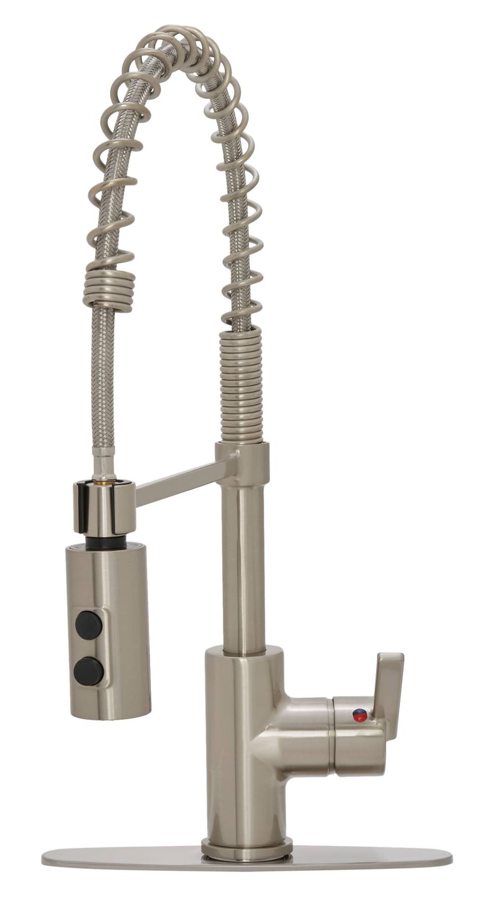 Project Source Flynt Stainless steel Single Handle Deck-mount Pull-down Kitchen Faucet with Sprayer ( Deck Plate Included ) | H90K-51D-PS-BN