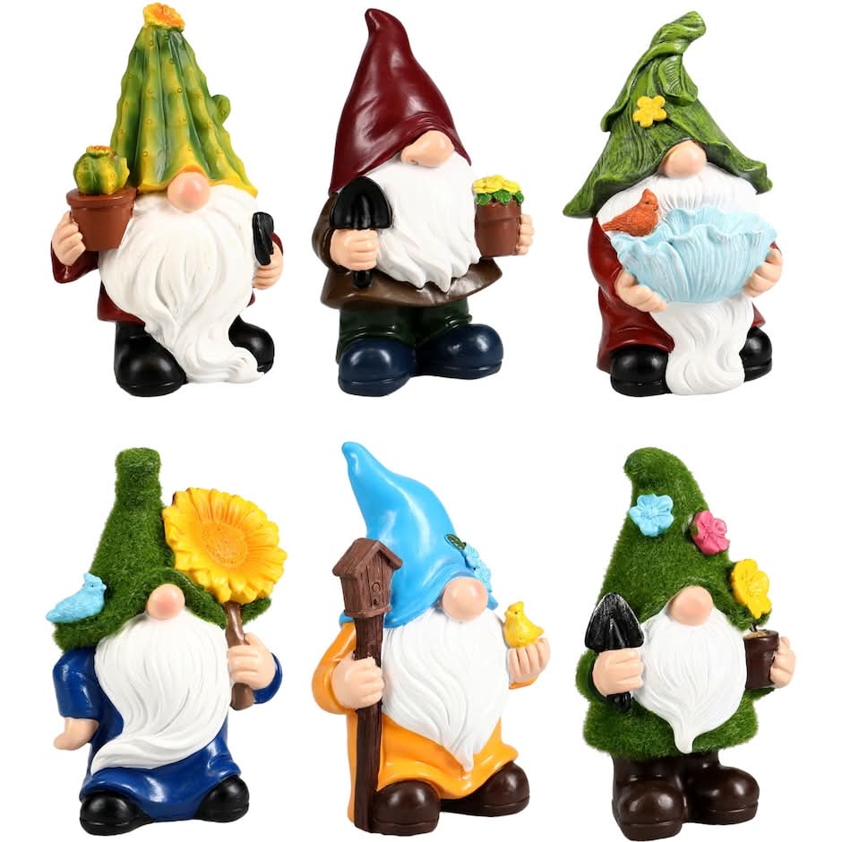 Fanciful Hand-Painted Garden Gnomes