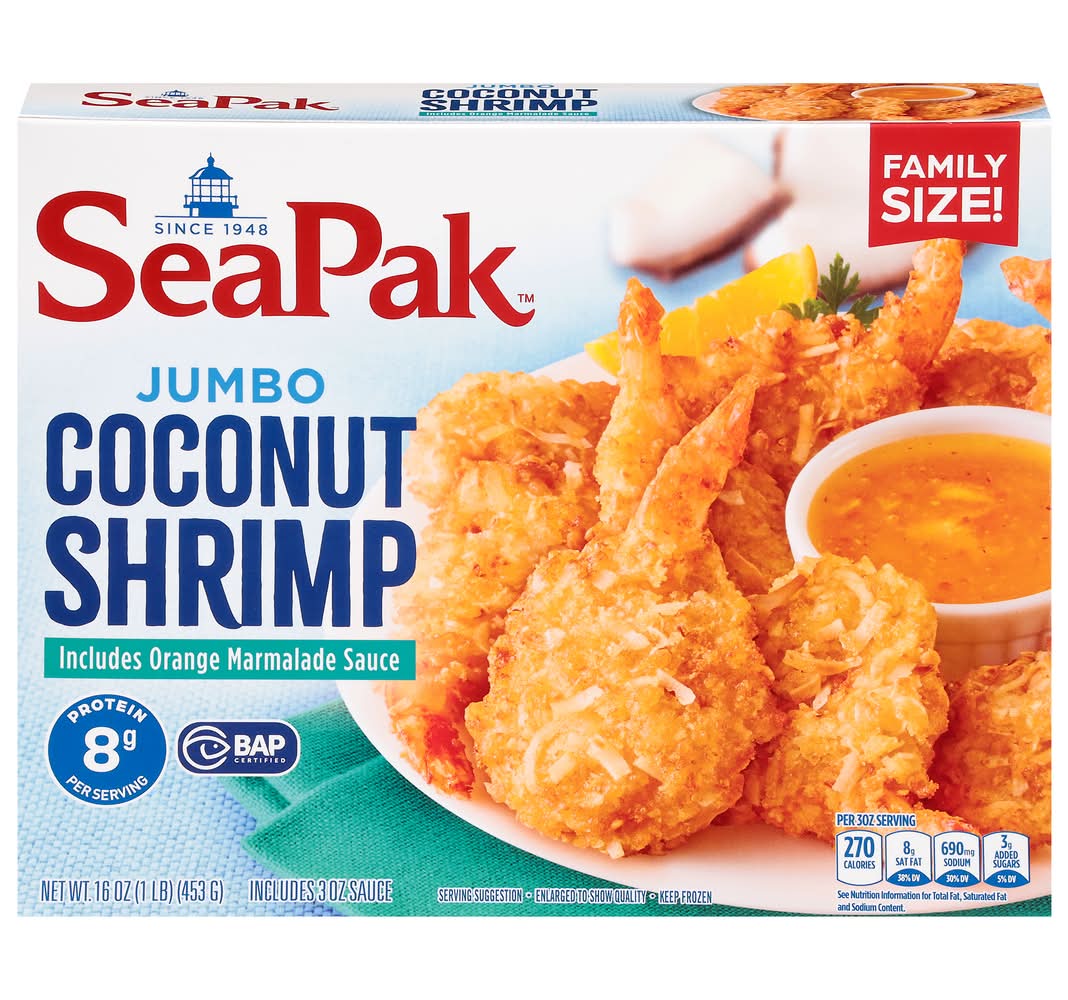 SeaPak Jumbo Oven Crispy Shrimp Family Size, Coconut (16 oz)