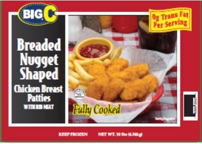 Big C - Breaded Chicken Breast Nuggets, Fully Cooked - 10 lbs (1 Unit per Case)
