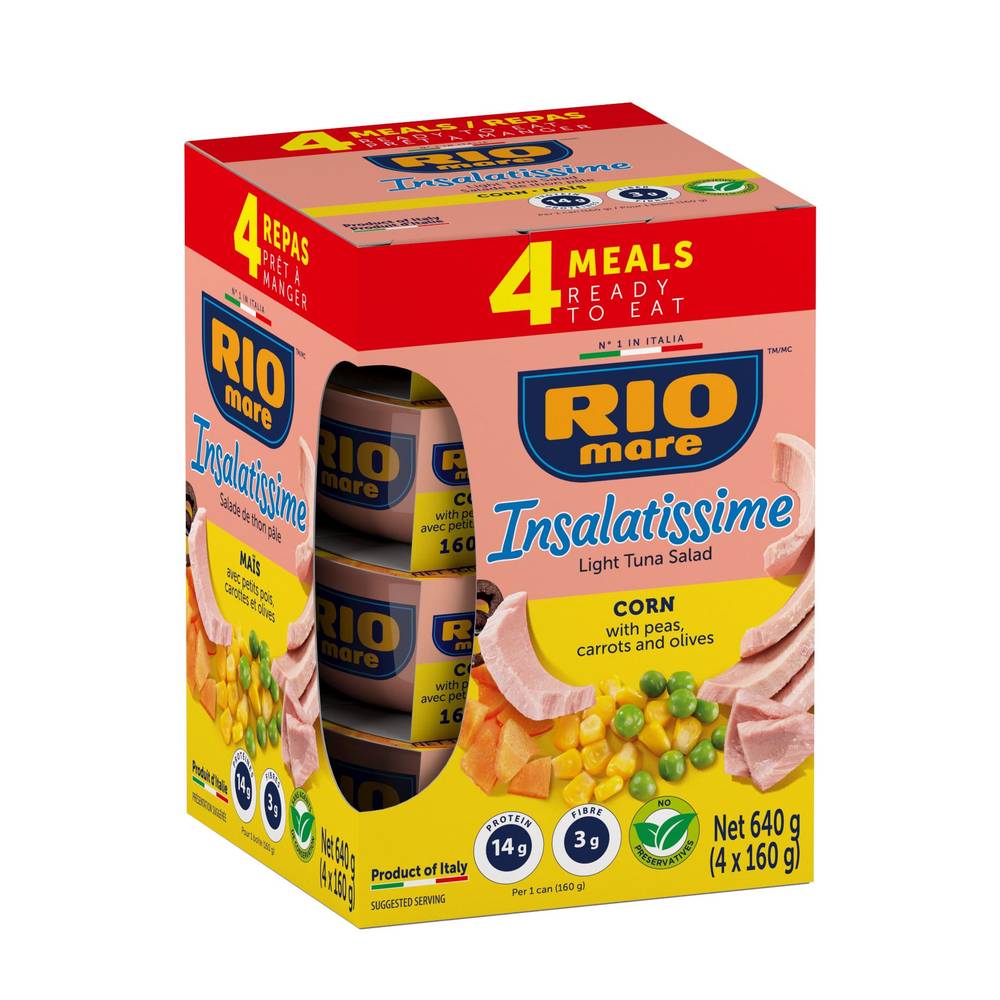 Rio Mare - Insalatissime Salade De Maïs Et Thon Léger, 4 × 160 G