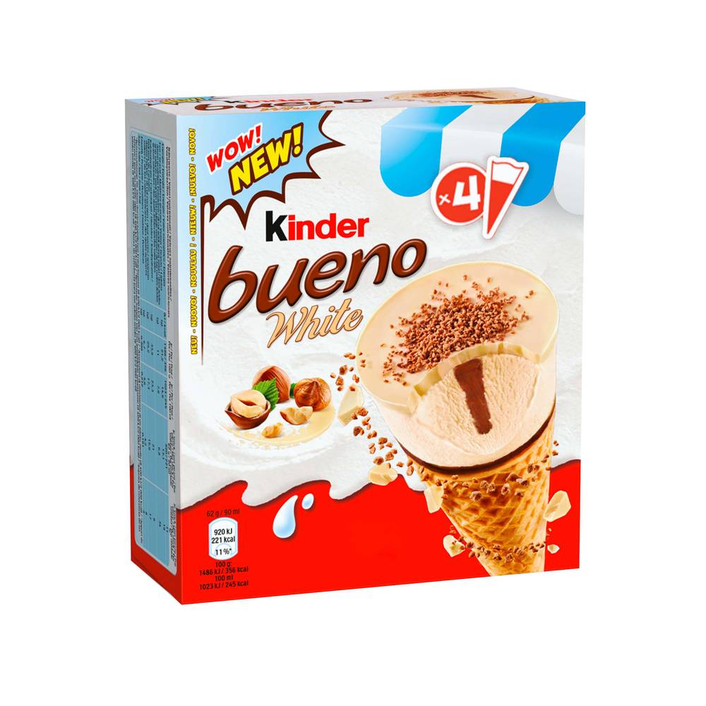 Kinder - Bueno glaces cônes fourrées noisettes (chocolat blanc)