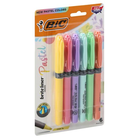 Bic Brite Liner Grip Pastel Highlighters (6 ct)