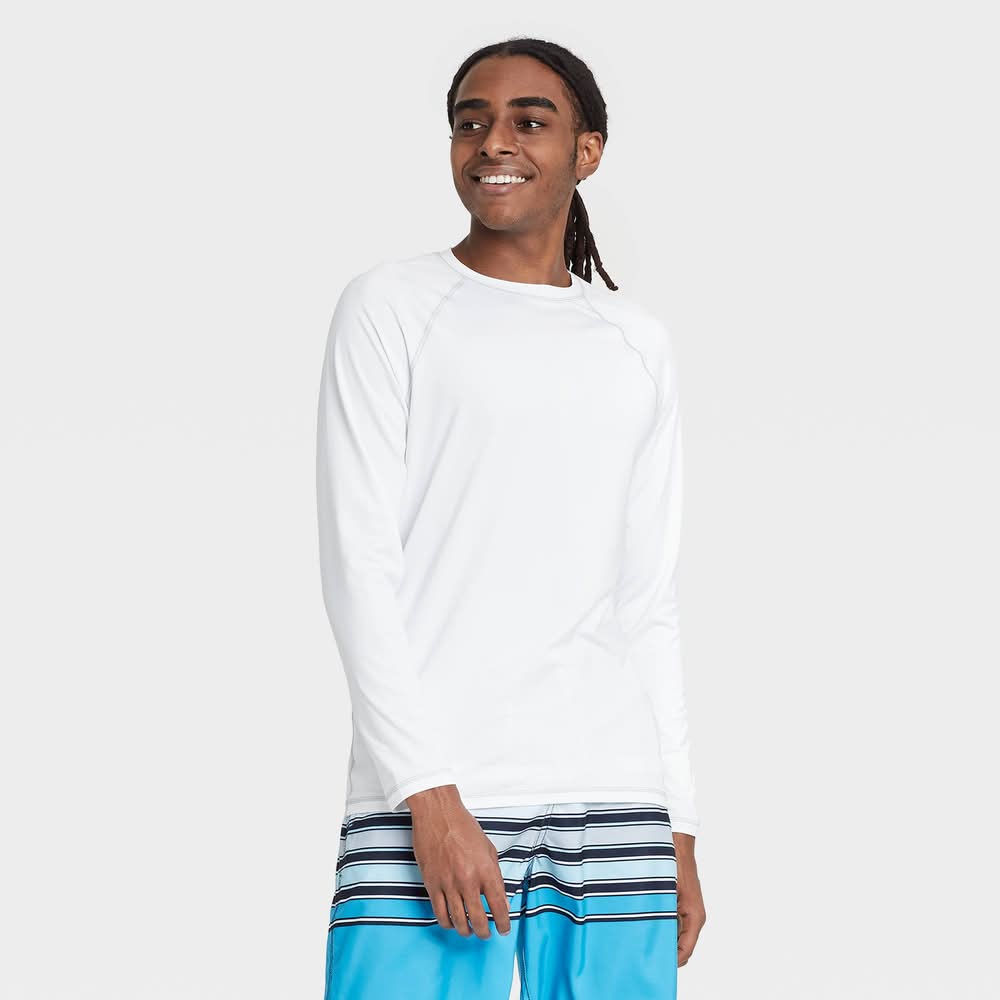 Goodfellow & Co. Long Sleeve Rash Guard Swim Shirt, S, White