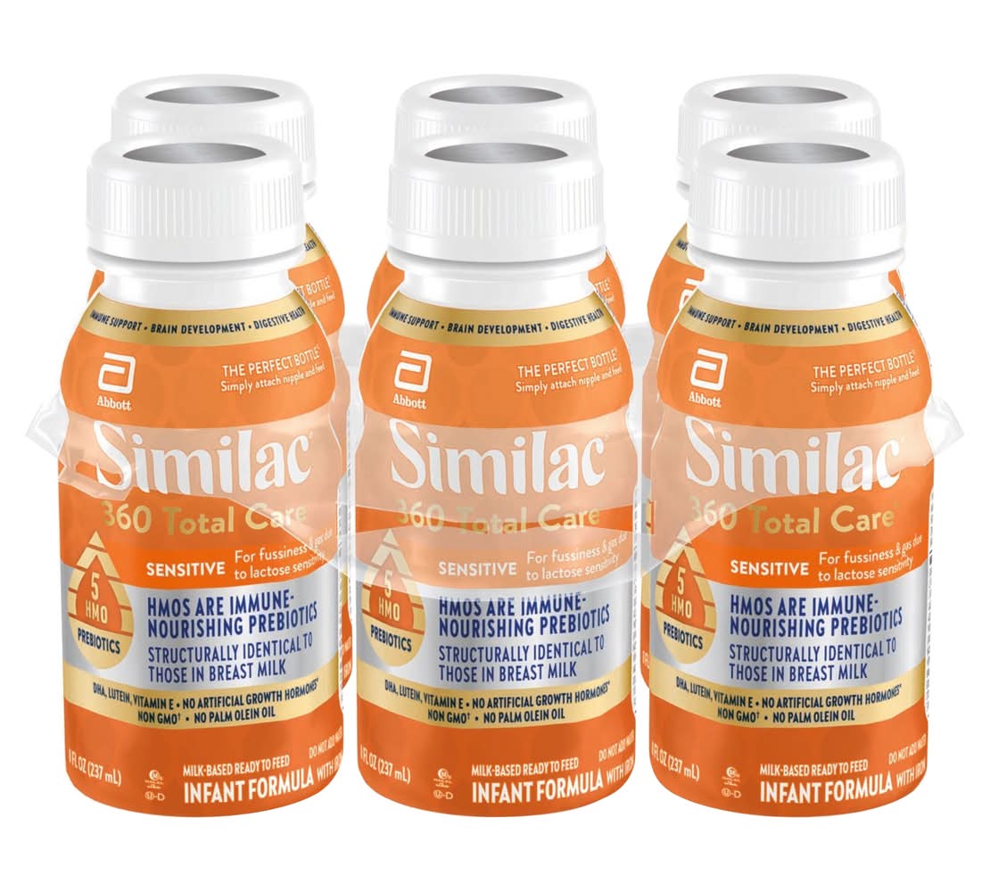 Similac 360 Total Care Sensitive Ready To Feed Infant Baby Formula (6 x 8 fl oz)
