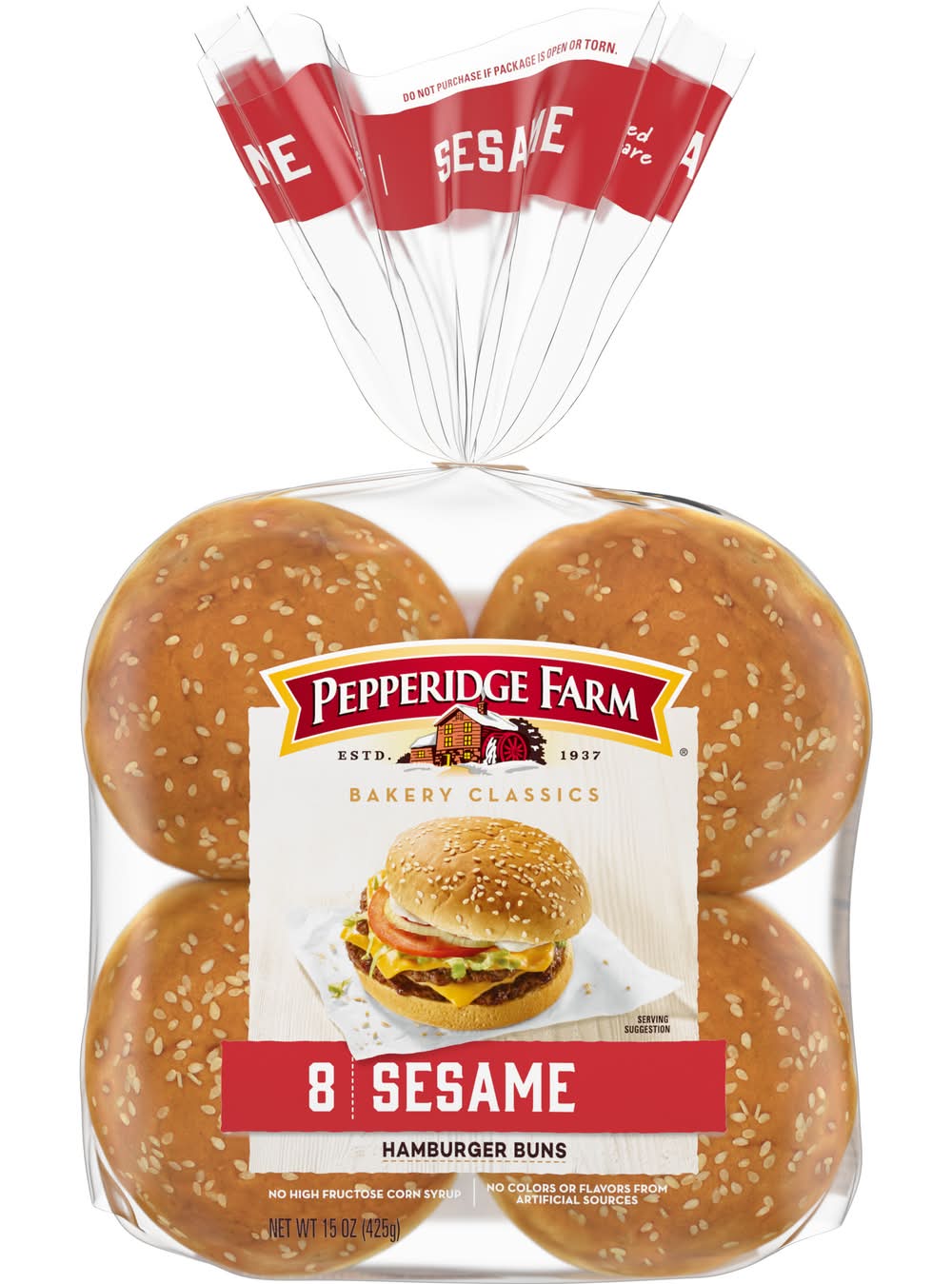 Pepperidge Farm Bakery Classics Hamburger Buns, Sesame (15 oz, 8 ct)