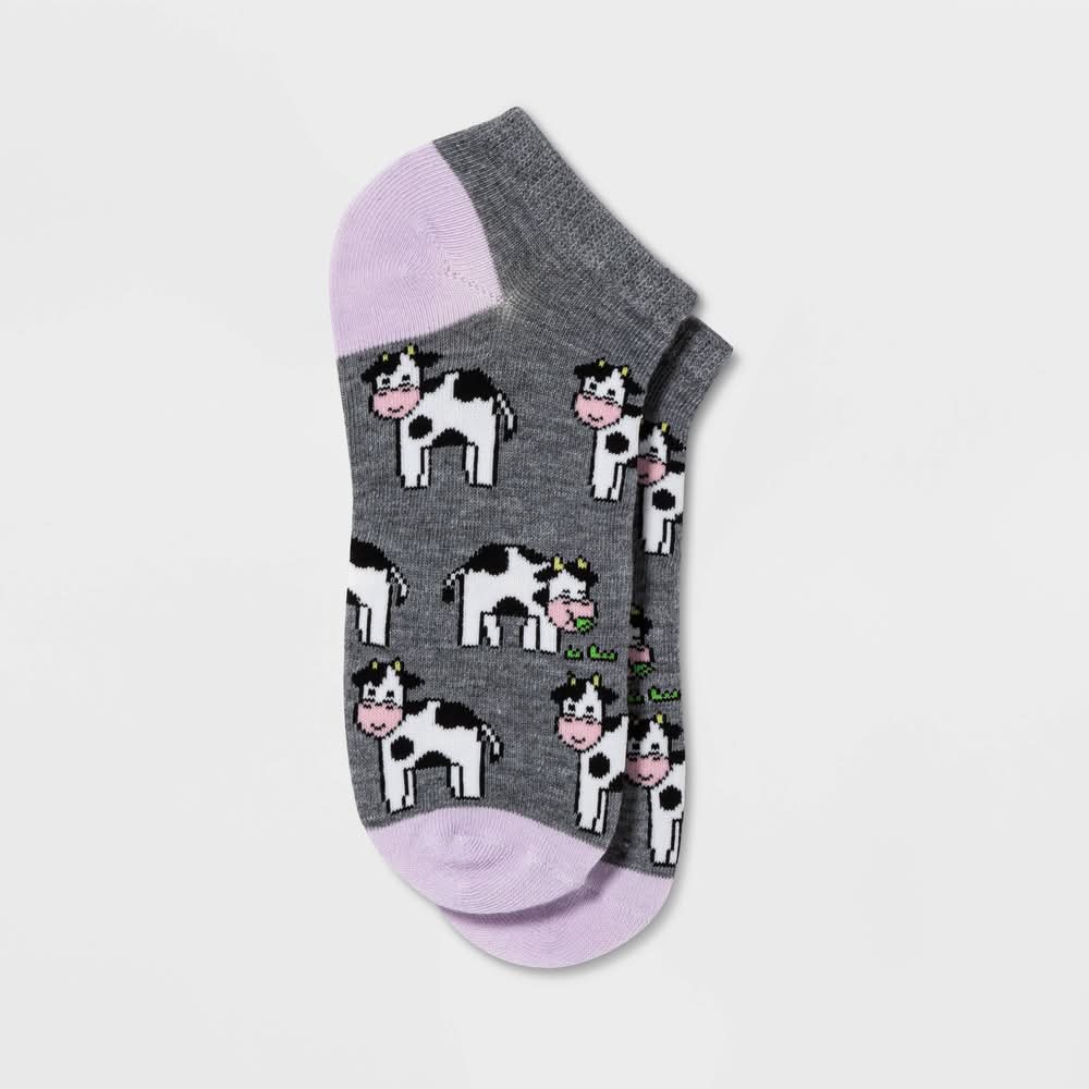 Cow Low Cut Socks, Women, 4-10, Heather Gray