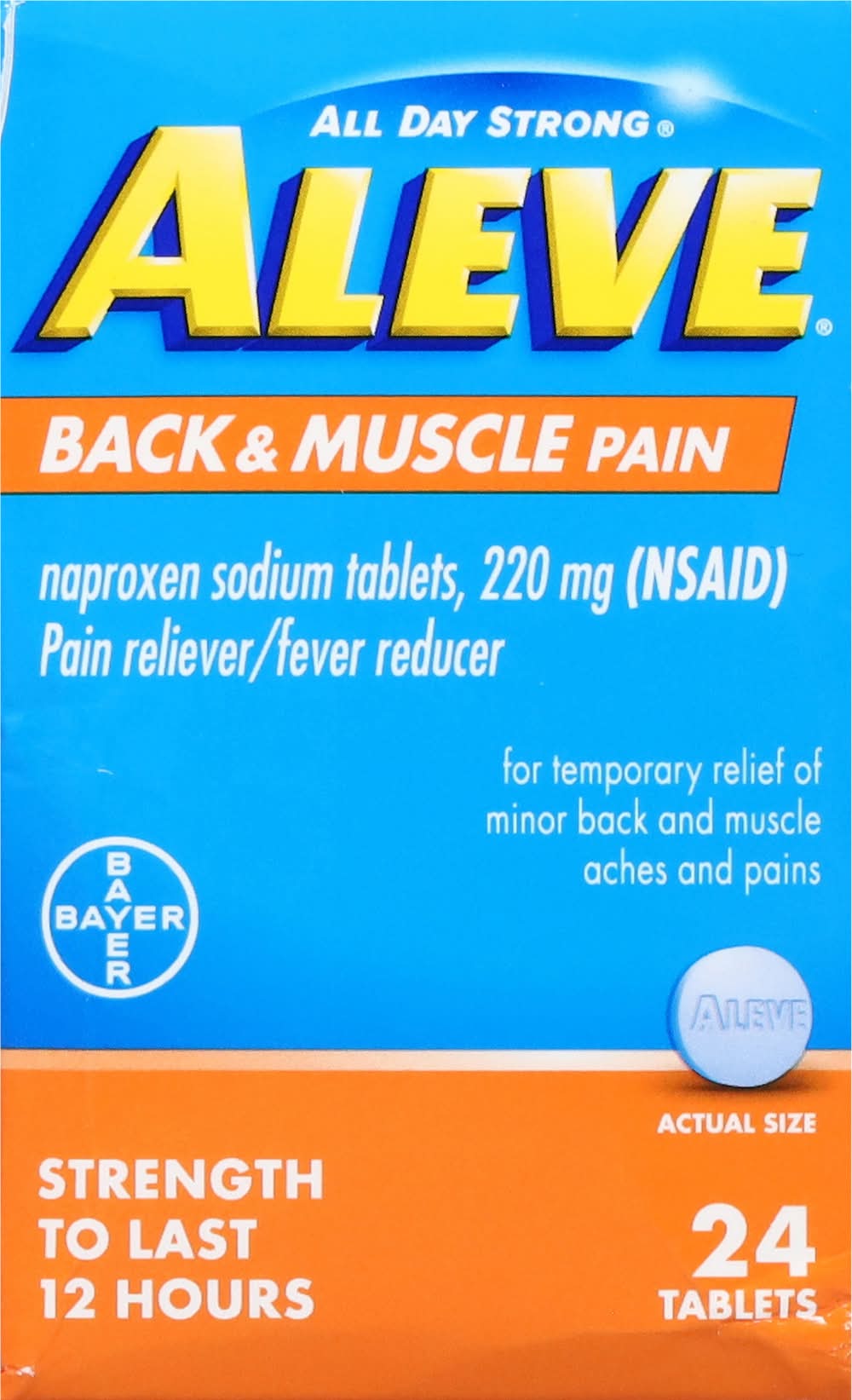 Aleve All Day Strong Back & Muscle Pain Reliever Tablets 220 mg (24 ct)