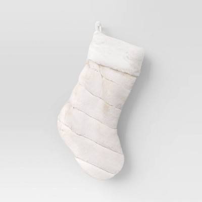 Christmas Channeled Faux Fur Stocking Ivory - Threshold™