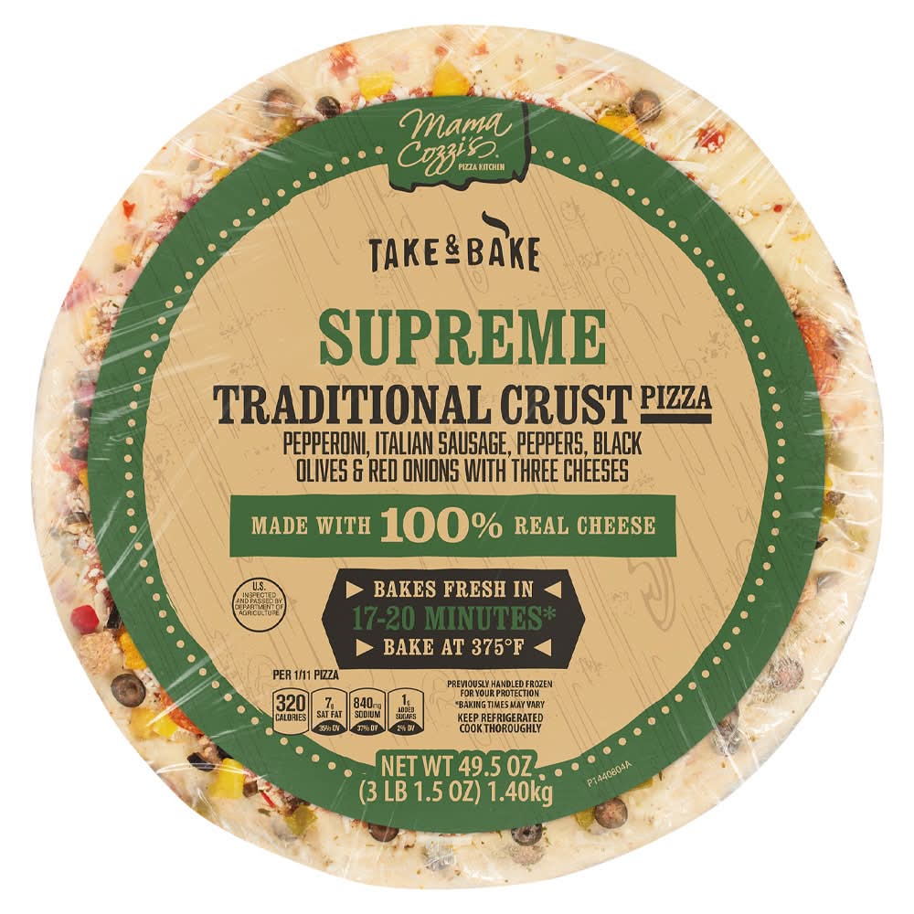 Mama Cozzi's Pizza Kitchen Take & Bake Supreme Traditional Crust Pizza, 16 in (49.5 oz)