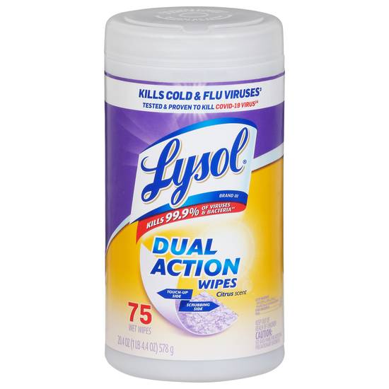 Lysol Dual Action Citrus Scent Wet Wipes