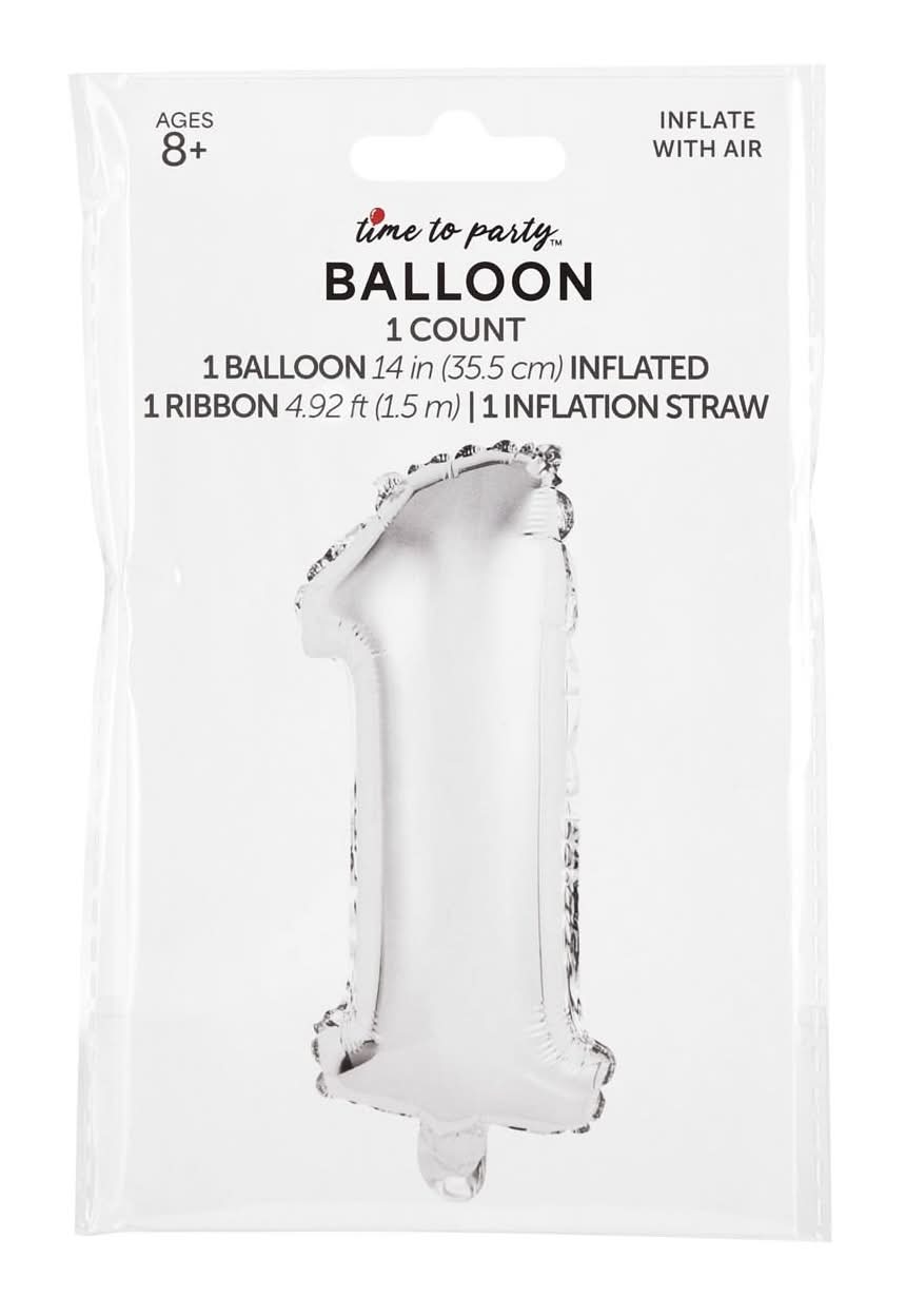 Air-Filled Number Balloon, Unisex, 13in, Silver