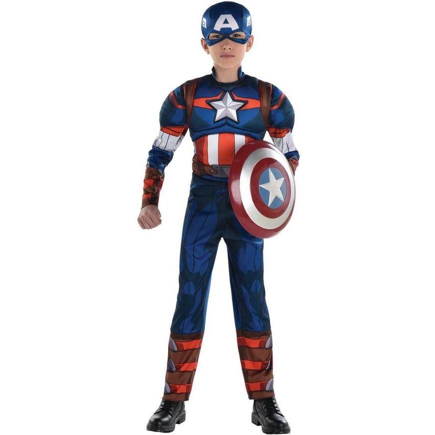 Kids' Captain America Muscle Costume - Marvel - Size - L