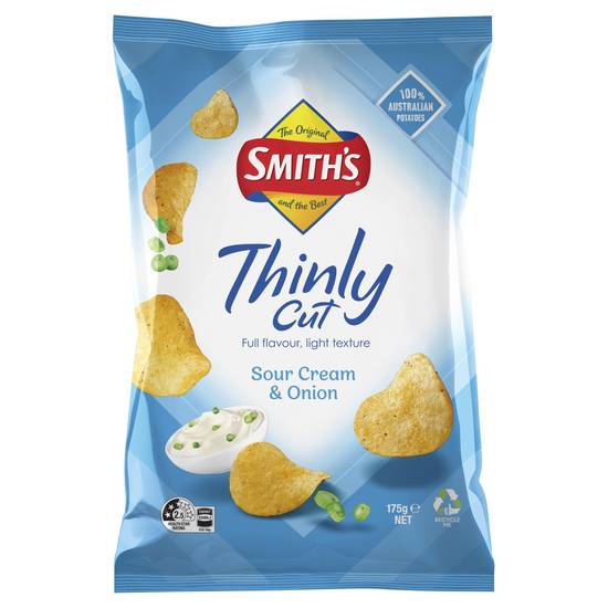 Smith's Sour Cream and Onion Thinly Cut Potato Chips 175g