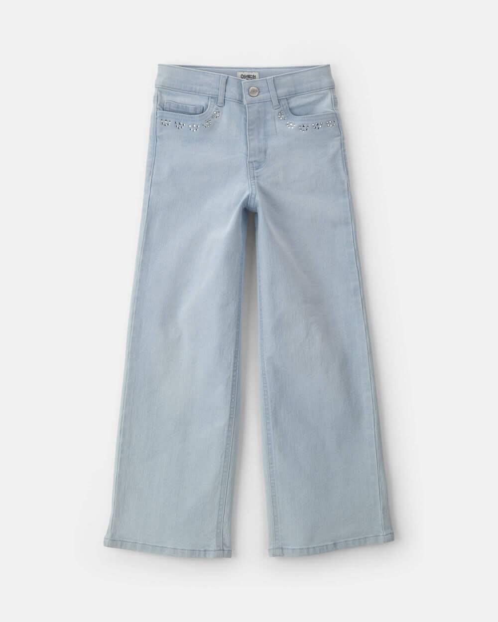 Girls Denim Wide-Leg Jeans - Light Wash - 7