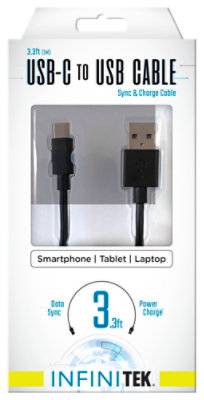 Usb-C To Usb Sync & Charge Cable Black Reversible Type-C Cable - Ea