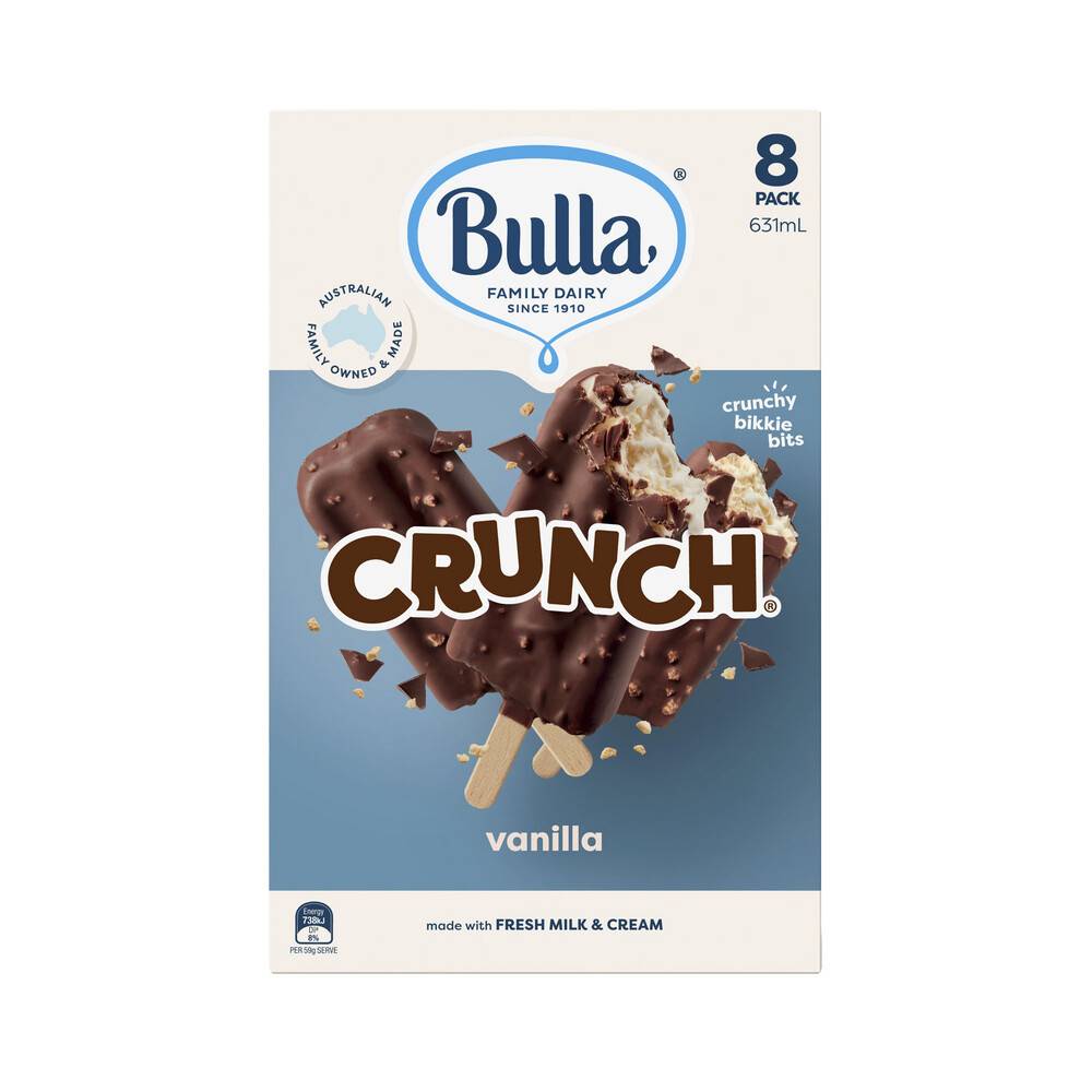 Bulla Crunch Vanilla Ice Cream 8 pack 631ml