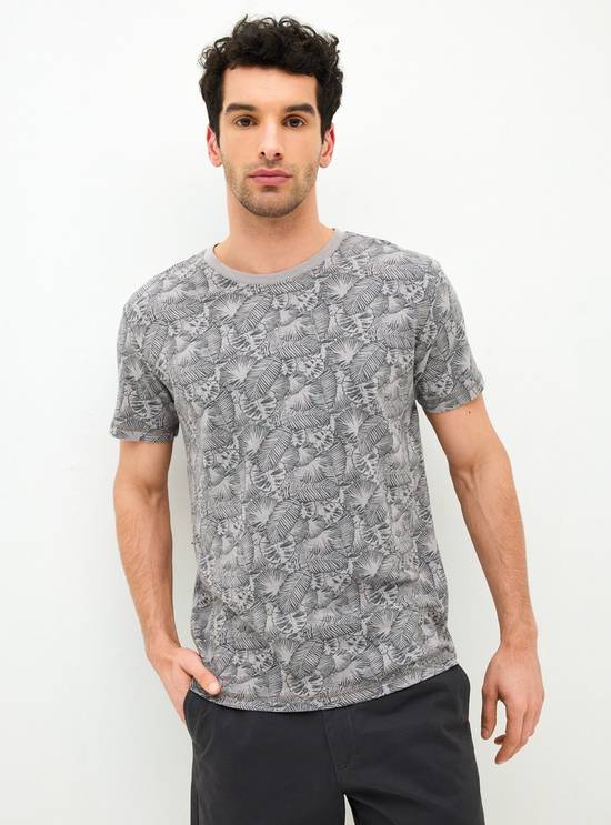 Greenfield polera print cuello redondo color grafito. talla m