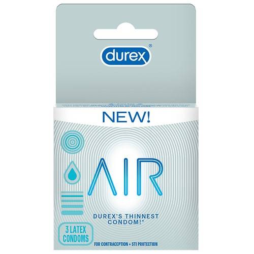 Durex Air Extra Thin, Transparent Natural Rubber Latex Condoms - 3.0 ea