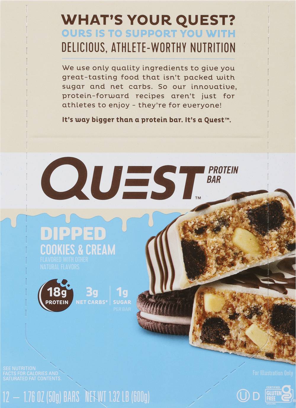 Quest Protein Bars, Dipped Cookies & Cream (1.76 oz, 12 ct)