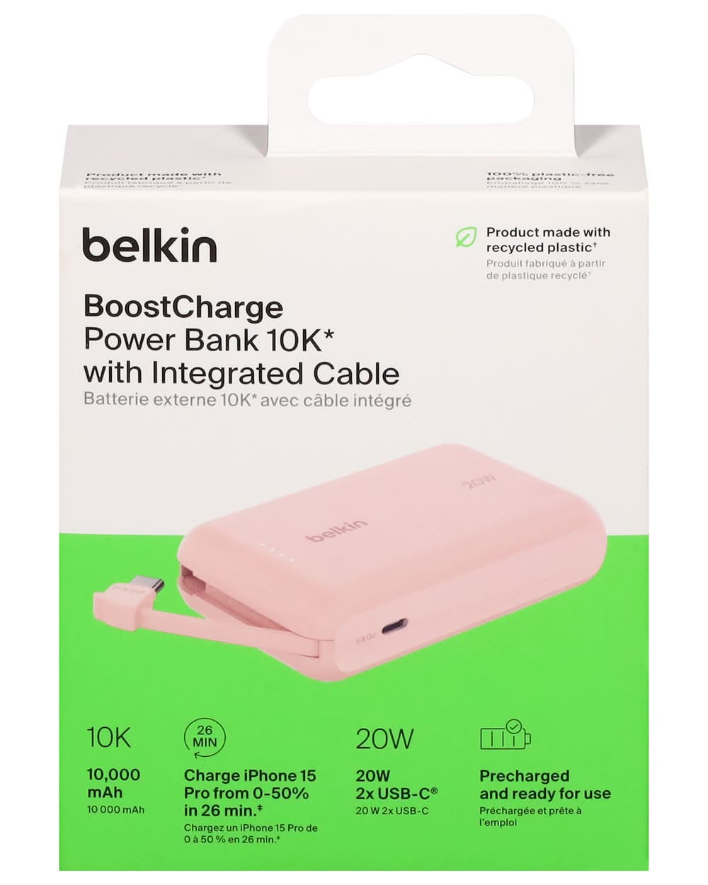 Belkin Boostcharge Power Bank With Integrated Cable 10k Mah 20 W Delivery  Near Me | Order Online | Uber Eats