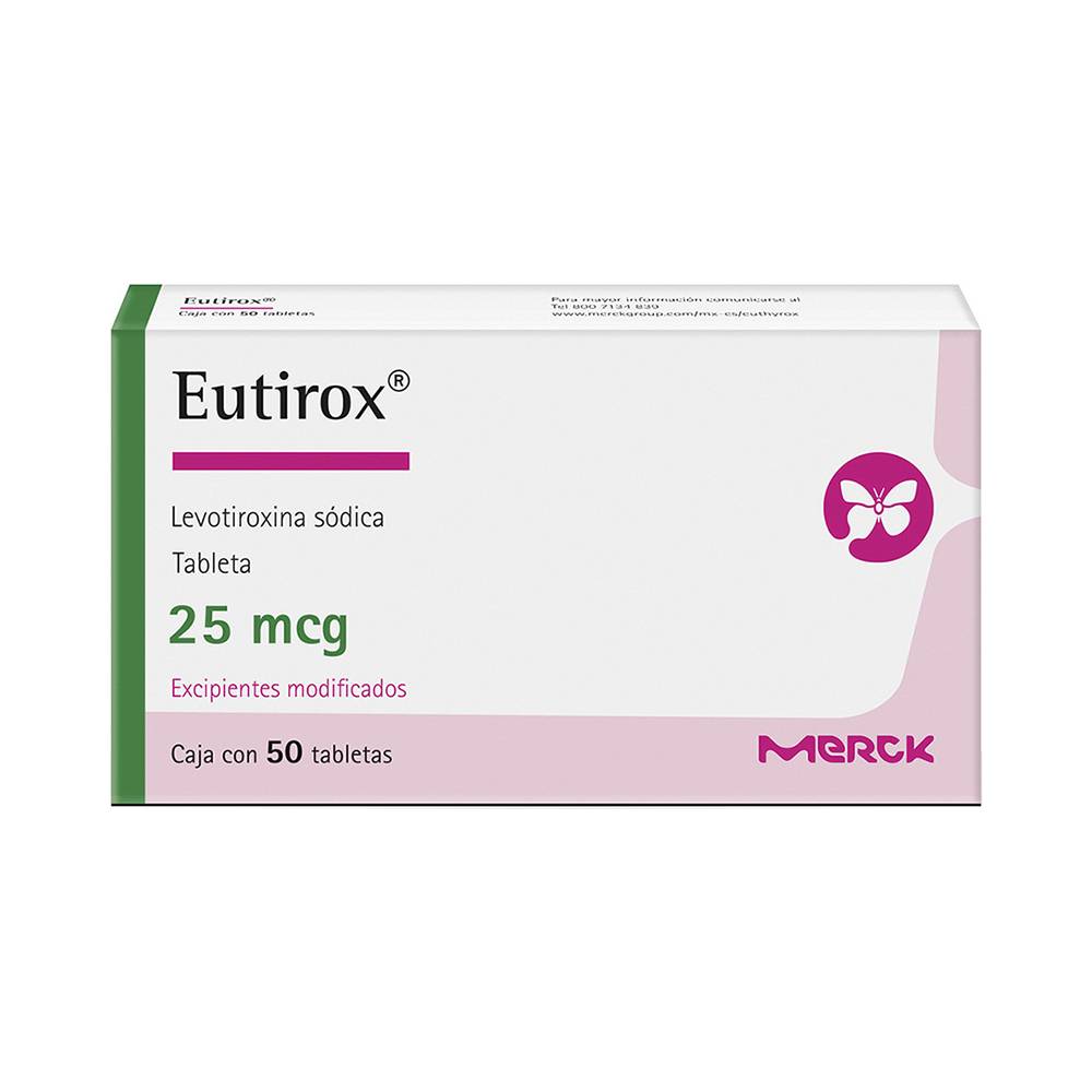 Merck · Eutirox levotiroxina sódica tabletas 25 mcg (50 un)