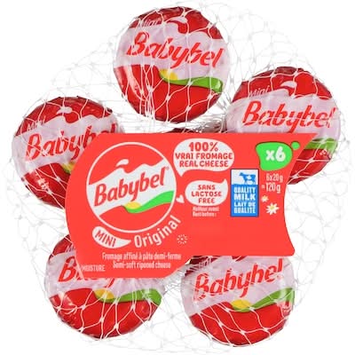 Babybel mini fromage affiné semi-ferme original 24% m.g - mini original semi-soft ripened cheese 24% m.f. (6 pièces)