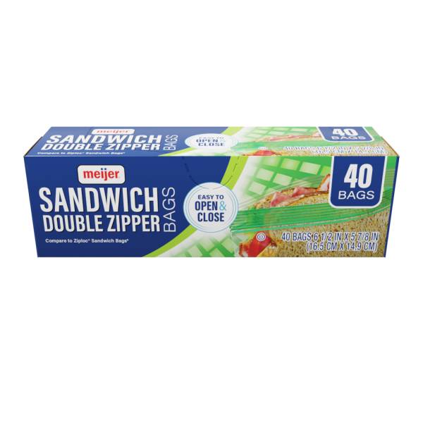 Meijer Reclosable Double Zipper Sandwich Bags (40 ct)