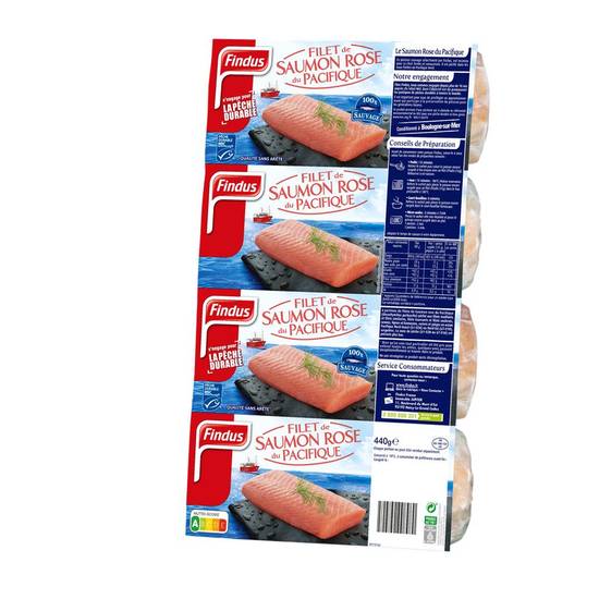 Fillets de saumon rose origine Pacifique Findus 4x110g