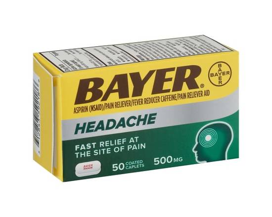 Bayer · Headache Pain Reliever Aspirin 500 mg (50 caplets)