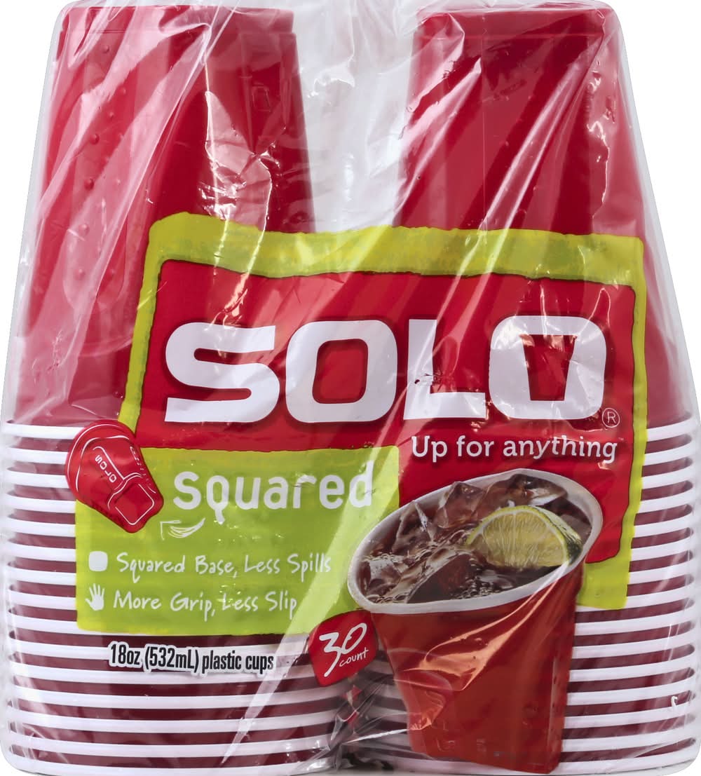 Solo Squared Plastic Cups 18oz, White (7.1 oz, 30 ct)