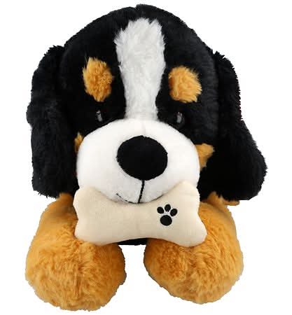 Playright Plush Dog Toy With Bone Ages 3+