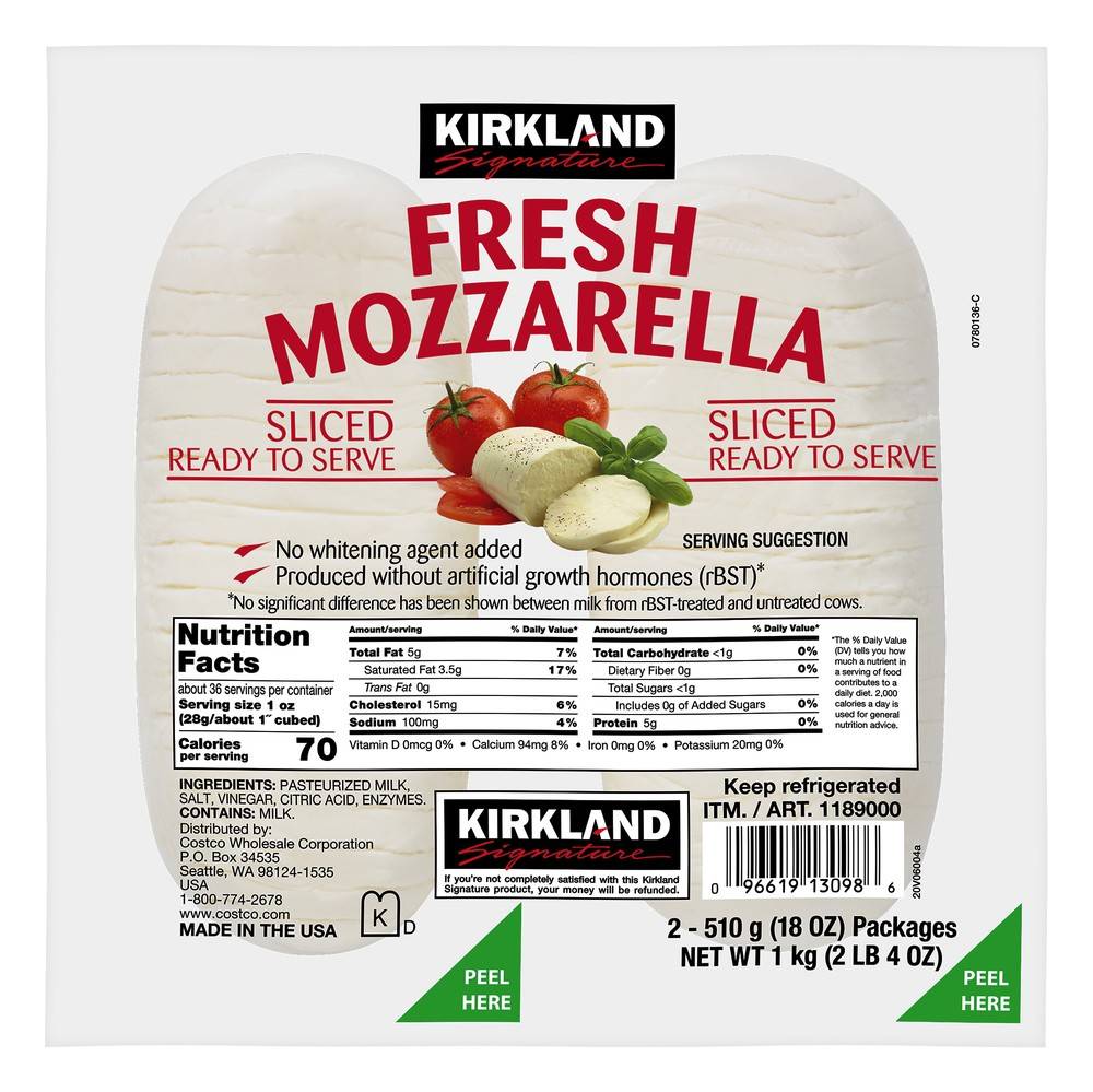 Kirkland Signature Fresh Sliced Mozzarella (2 x 18 oz)