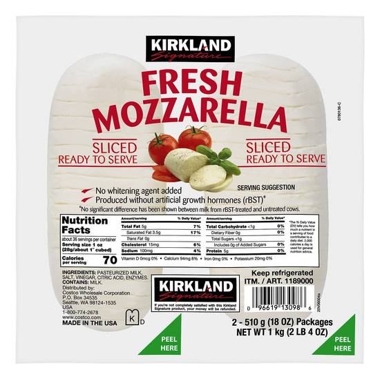 Kirkland Signature Fresh Sliced Mozzarella (2 x 18 oz)
