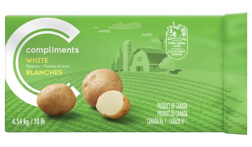 Compliments Pommes De Terres Blanches 4.54 Kg / Compliments Paper bag Potato White 4.54 kg