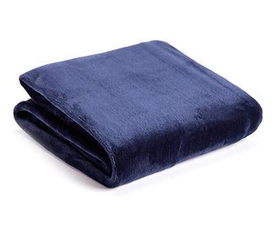 Broyhill Velvet Soft Plush Throw Blanket (50" x 60"/navy )