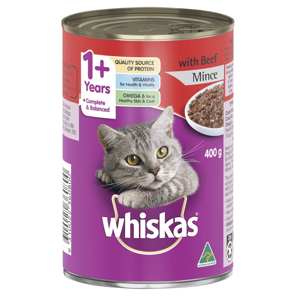 Whiskas 1+ Years Beef Mince Wet Cat Food