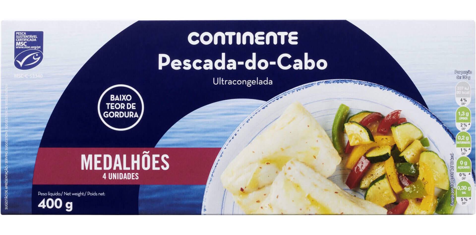 Medalhões de Pescada do Cabo Ultracongelados Continente (emb. 400 gr)