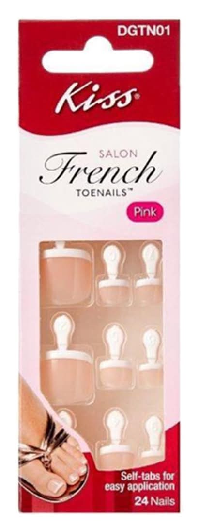 KISS Salon French Toenails With Tabs Pink 24 Ct