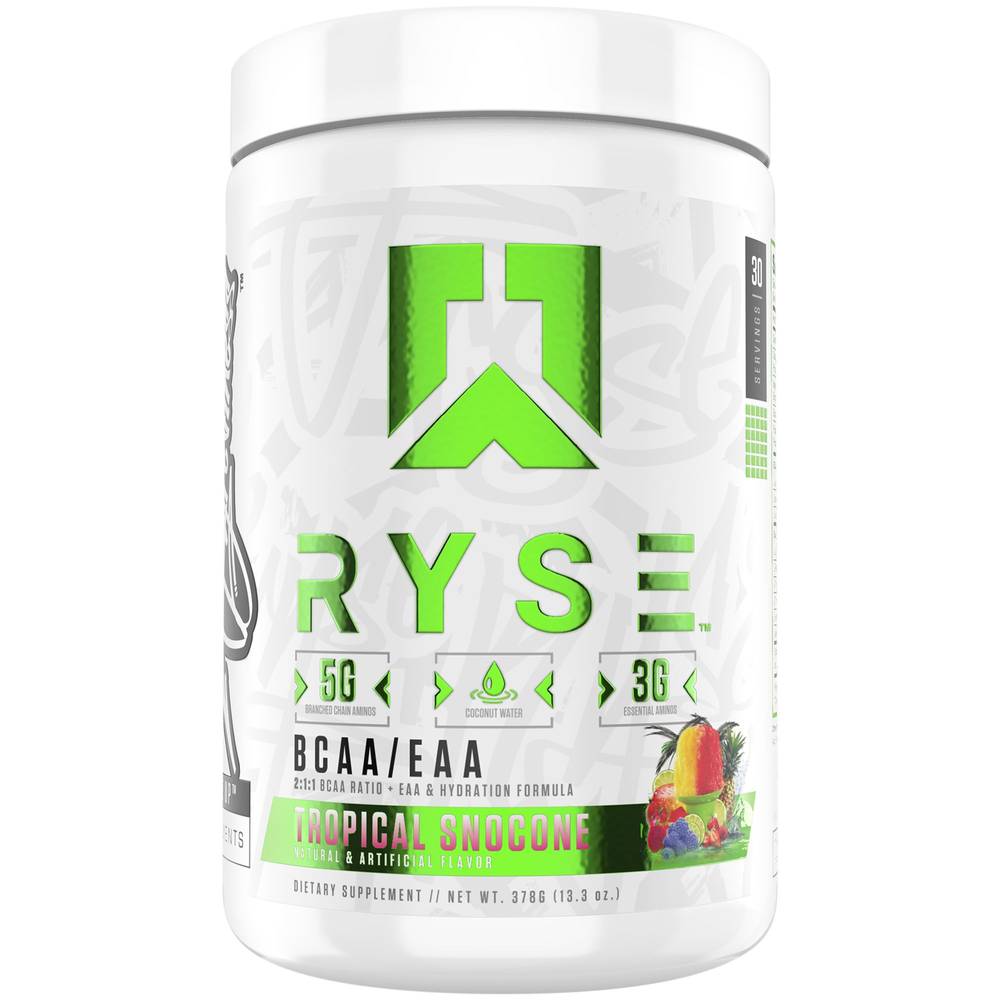 Ryse Bcaa + Eaa Supports Hydration Endurance and Recovery Supplement (tropical snocone )