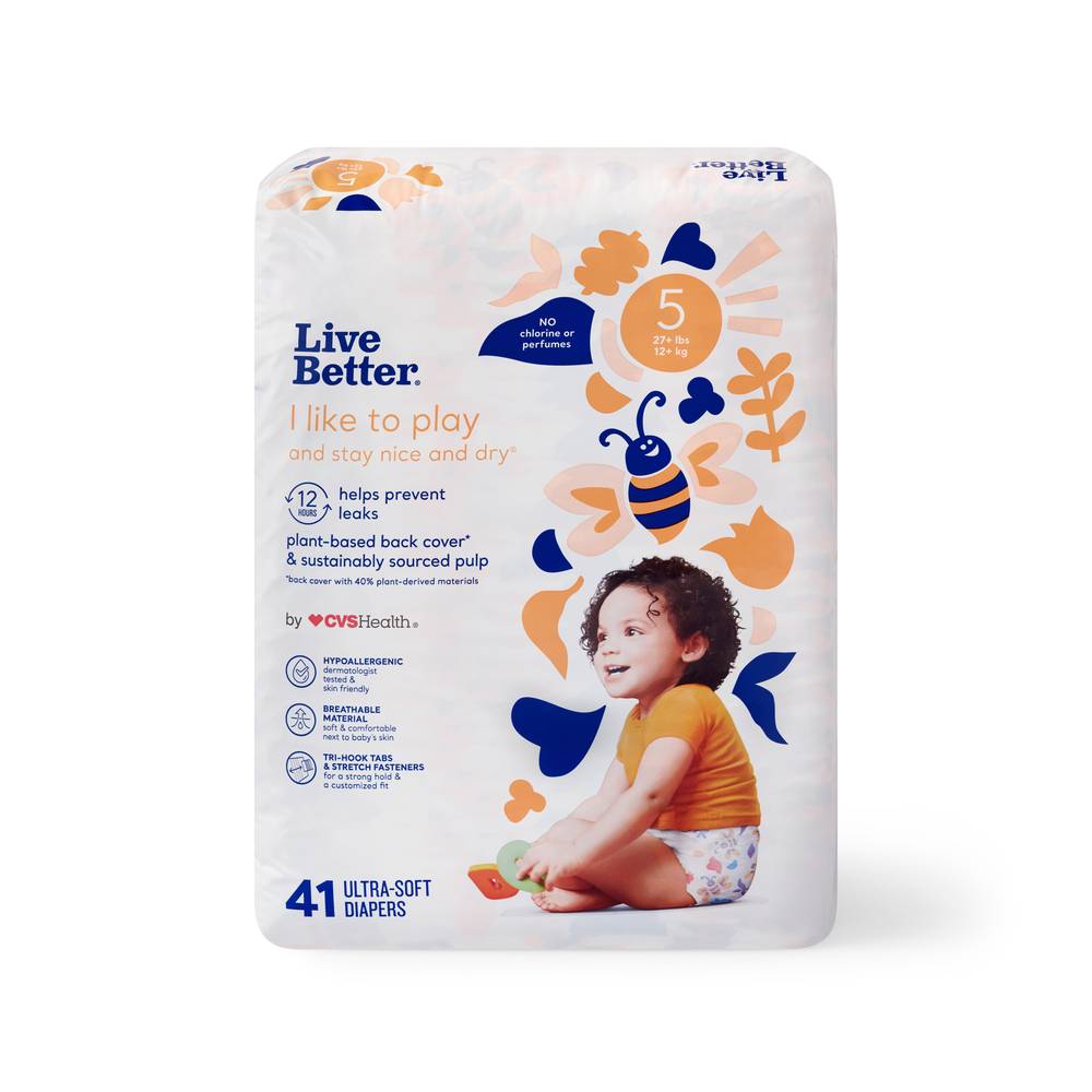 Live Better By Cvs Health Diapers, Size 5, 41 Ct