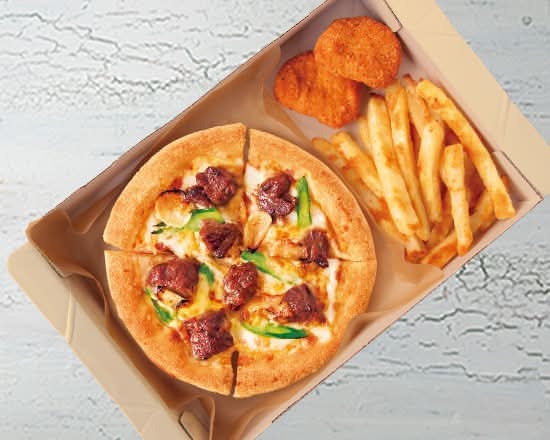 [MY BOX] 青森県産にんにく香る 牛ハラミの角切りステーキピザ Diced beef skirt steak pizza flavored with Aomori garlic